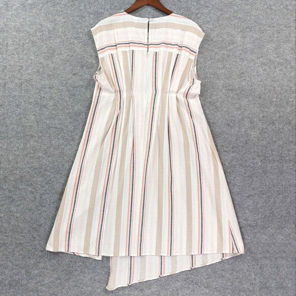 Uncle Frank Dress Sz L Midi Asymmetric Stripe Rayon Linen Summer USA Cottagecore - Picture 11 of 11